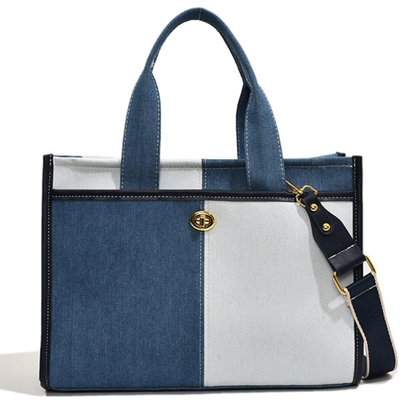 Denim Tote Bag Large Shoulder Bag Handbag Work Office Travel >:( - Picture 1 of 6